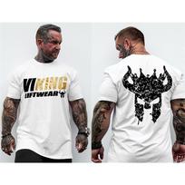 2026 GYM American Muscle Fitness Short Sleeve Men's Printed T-shirt Round Neck Loose Large Size Trend Slim Brother Short Sleeve 4XL black