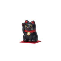 Maneki Neko Black 1 piece Total length 5.2 cm Ceramic Lucky charm Amulet Mini Figurine Good fortune black