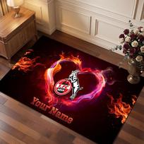 FC Köln Custom Crystal Velvet Rug, Personalized Name Text Print, Football Logo Soft Non‑Slip Floor Mat Home Decor Gift 50cmx80cm