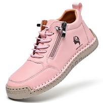 Handmade Women's High-Top Soft Sole Martin Boots - Autumn/Winter Casual Sports Shoes with Zipper. 41 white