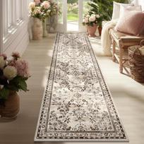 Retro Persian Flower Stripe Runner Rug Non Slip Washable Carpet for Corridor Kitchen Indoor Outdoor Home Decor 50x80cm 20x31inch