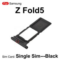 Single + Dual Sim Tray For Samsung Galaxy Z Fold 5 SM- F946 Black/ Blue /White/Purple SIM Card Holder Slot Repair Parts Blue--single sim black