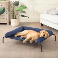Prabangus ortopedinis paaukštintas šunų lovelis Nuimamas šunų sofos lovelis Atrama dideliems veislėms 48L x 35W x 8Th mėlyna