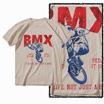 G47 Beige Vintage Streetwear Cotton  Men's BMX bicycle Printed Graphic T-shirt |  Big Size Cool O-neck men's Tee Tshirt 2XL gray