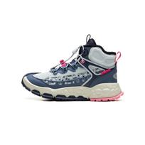 Li Ning Kids Synthetic Leather Comfortable Shock Absorbing Wear Resistant Rebound Warm High Top Outdoor Shoes Dusty Blue Kids Shoes YKEU002-32 38 gray