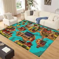 3D Stardew Valley Ūkio Žemėlapis Žaidimas Animacinis Kilimas Kilimas Svetainei Miegamajam Namų Sofos Dekoras, Vaikų Žaidimų Neslystantis Grindų Kilimėlis Dovana 100x120cm( 39x47in )