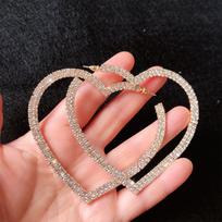 Hot Sale Wedding Crystal Drop Dangle Big Heart Hoop Earrings Party Gift sidabras