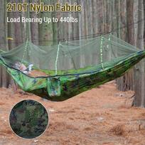 Portable Camping Hammock for Two with Mosquito Net, Parachute Made of High Quality Nylon, Quick Drying, Lightweight, 260 x 140 cm, for Camping, Hiking gray