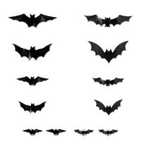 Bat Wall Decals with LED Light Adhesive PVC Sticker Halloween Decoration Realistic Bat Sticker Window Clings for Wall black