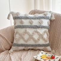45x45cm Bohemian Canvas Throw Pillow Cover Cojines Tufted Living Room Decor Bedroom Headboard Cushion Covers Sofa Pillowcase 45x45cm beige
