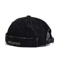 Four Seasons Cotton Solid Docker Cap Brimless Hat Beanie Hats Landlord Sailor Cap Men and Women juoda