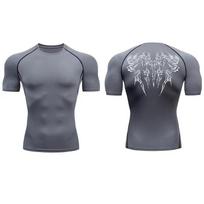 Mens Compression T-shirt Gym Running Quick Dry Fitted Sportswear Fitness Breathable Casual Workout Harajuku T-shirt Short Sleeve M pilka