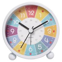 1pc 3-inch Macaron colored quartz alarm clock, creative metal table clock with small night light, home decoration, no battery balta