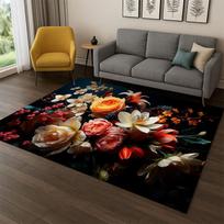Romantic Rose Flower Daisy Cartoon Carpet Rug for Bedroom Living Room Sofa Playroom Doormat Home Decor,Kid Area Rug Non-slip 40x60cm gray
