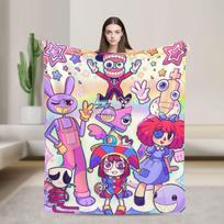 A-Nuostabus D-Skaitmeninis Anime Cirko Jaukus Super Minkštas Flanelinis Antklodas, Juokingos Žaidimų Tematikos Šiltas Antklodas Svetainei, Namų Dekoras Size: 75*100cm, Weight: 280 GSM pink