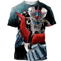 Mazinger Z Marškinėliai Anime Robotas 3D Spausdinimas Vyrams Moterims Trumpomis Rankovėmis Marškinėliai Per dydį Gatvės Stiliaus Harajuku Viršutiniai Drabužiai T-shirt Vyriški Drabužiai XS gray