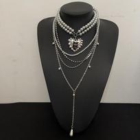 Silver-Gray Black Pearl Multi-Layer Tassel Necklace - Elegant Women's Choker and Collarbone Chain