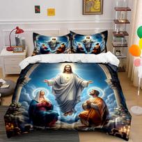 Holy Ascension Religious Art Bedding Duvet Cover Set  (1*Duvet Cover 2*Pillowcases, without duvet insert) 135x200cm