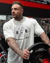 Classic Faded Bone Gym Fitness Training Oversized Retro T-Shirt Cotton Graphic Tee Men Women Su XXXL white