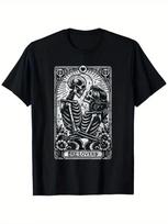 The Lovers Vintage Skeleton Couple Skull Gothic Tarot Card T-Shirt, Men'S and Wo L gray