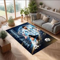 Lionel Messi Printed Crystal Velvet Rug Non‑Slip Crystal Velvet Carpet For Sofa Bedroom Indoor Home Decoration 80cmx120cm gray
