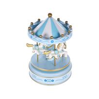Merry-Go-Round Carousel Music Box Classical Melody Birthday Christmas Festival Musical Gift for Children Kids mėlyna