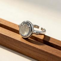 925 Sterling Silver Ring for Women Huge Crystal Big Thick Punk Rock Hiphop Wide Thick Jewelry Gift Dropshipping beige