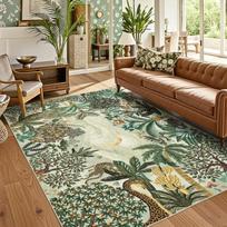Animal Pattern Floor Carpet Carpet Mat Rug Tropical Jungle Mat with Palm Tree Tiger Bohemian Non-Slip Rug Washable 80x160cm