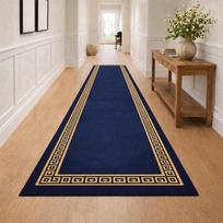 Elegant Greek Key Border Runner Rug  Luxury Classic Geometric Design Non-Slip Carpet for Hallway Entryway Living Room Bedroom 40x120cm Felt