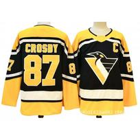 Mens Vintage Ice Hockey Jersey 87 Crosby Malkin Embroidered Team Uniform Training Casual Wear XXL Chest 56cm yellow