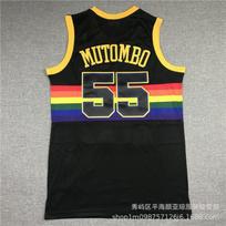 Embroidered Denver Nuggets 55 Dikembe Mutombo Basketball Jersey Men Women Sportswear XXL