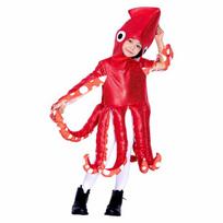 Kids Octopus Costume Halloween Party School Event Cute Sea Creature Outfit Anime Style Unisex Jumpsuit Squid Costume L Kids red