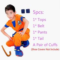 Stylish Anime Dragon Ball Z Goku Costume Set For Comfortable Fancy Dress Occasions 5pcs/Set,L(140-155cm) orange