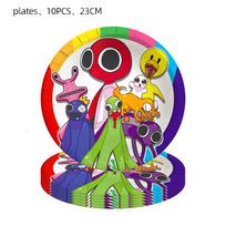 Rainbow Friends Birthday Party Decorations Cup Plate Napkin Tablecloth Tableware Wedding Supplies Banner Spiral Party Favors red