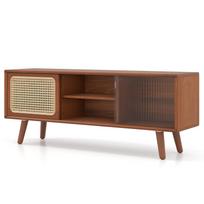 TV staliukas su slankiosiomis durelėmis ir reguliuojama lentyna, natūralios spalvos, 120,7 x 30,5 x 45,7 cm