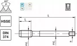 Fanar SIŪLAS M14x1,25 DIN-374C R40 (6H) HSSE 800
