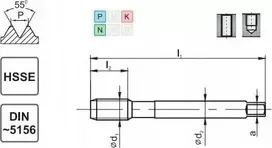 Fanar Sriegiklis G 1/2'' DIN-5156C HSSE 800
