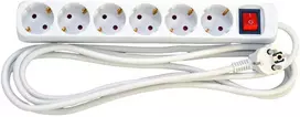 Mercodan E-Line Schuko lizdas, 6 kontaktų, su jungikliu ir lempute. 3 m. 3G1,5mm² H05VV-F 230V 16A 3680W