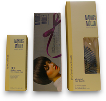 Rinkinys „Marlies Moller“: „Specialists Keratin“ plaukų aliejaus kondicionierius „Sleek & Shine“, 100 ml + „Marlies Moller Paddle Hair“ + „Specialists Keratin“ plaukų šampūnas „Sleek & Shine“, 200 ml