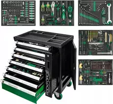 Rockforce Tool Trolley Įrankių spintelė 7 stalčiai + įrankiai 274 vnt. + šoninė saugykla