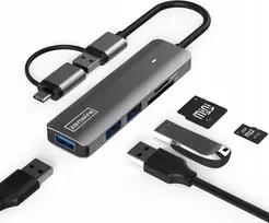 USB šakotuvas Zenwire USB-C šakotuvas 7in1 3x USB 3.0 SD TF kortelių skaitytuvas COMBO Zenwire