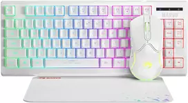 Klaviatūra Marvo CM310 LT RGB žaidimų klaviatūros, pelės ir kilimėlio rinkinys, baltas