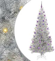 Kalėdų eglutė su 300 LED s stovu Sidabro 210 cm PET