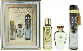 Set Ard Al Zaafaran: Turab Al Dhahab Eau De Parfum For Women, 100 ml + Turab Al Dhahab Dezodorantas Purškiklis For Men, 250 ml + Turab Al Dhahab Room Purškiklis, 300 ml