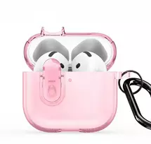 4kom.pl Dėklas na ausinės Dux Ducis Apple AirPods 4 PECL Series PC+TPU Cover su karabinu Rožinė