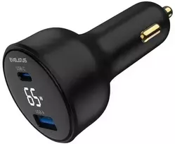 Įkroviklis Evelatus Automatiniai greitieji automobiliniai įkrovikliai Express Car Charger 65W Juodas RCC-634
