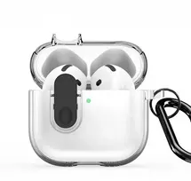 4kom.pl Dėklas na ausinės Dux Ducis Apple AirPods 4 PECL Series PC+TPU Cover su karabinu Juodas Clear