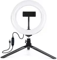 Selfie lazdelė E-LIGHT Kijek ST6-5 16 cm 10 W LED žiedo lemputė su telefono laikikliu + 0,5 m metalinis trikojis + BT nuotolinio valdymo pultelis Juoda (ELIG-ST6-05M)