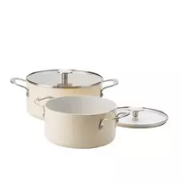 KitchenAid - Spalvotas aliuminio puodas su dangčiu - migdolų kremo spalvos - 24 cm