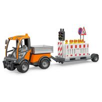 BRUDER VARIOCAR Eismo priežiūros mašina su priekaba ir kelio ženklais, 1:16
